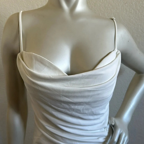 NWT Zara White Draped Midi Dress - Picture 6 of 13